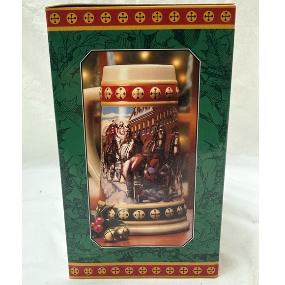 Vintage 1994 Budweiser Holiday Beer Stein Hometown Holiday With Box & COA - Picture 2 of 13